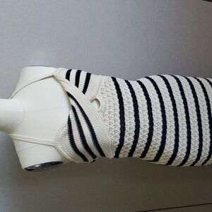 House of Harlow 1960 Cream and Black Striped Crochet Maxi Dress